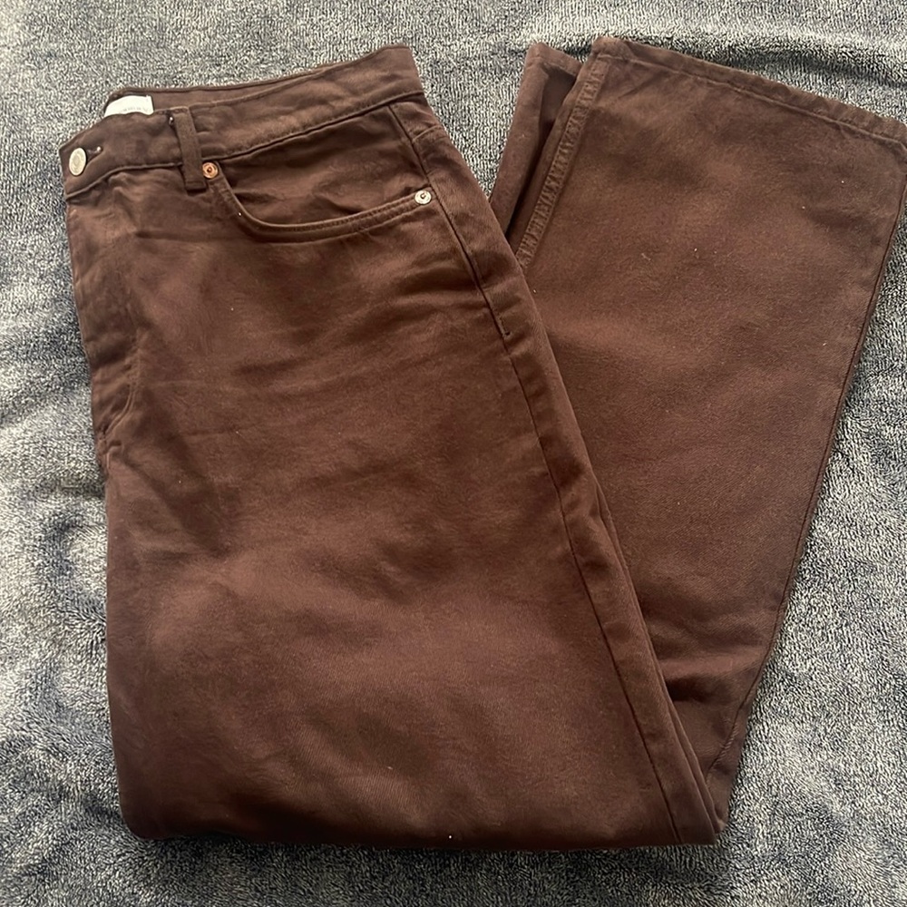 ZARA brown straight leg pants